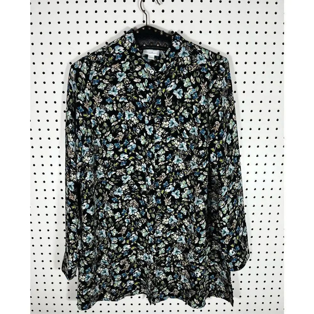 J.Jill hideaway button down floral blouse size S
